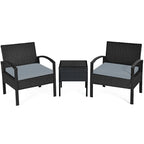 Costway 3PC Patio Rattan Furniture Set Coffee Table Conversation Sofa - See Details