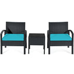 Costway 3PC Patio Rattan Furniture Set Coffee Table Conversation Sofa - See Details
