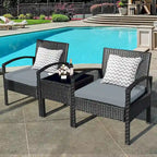 Costway 3PC Patio Rattan Furniture Set Coffee Table Conversation Sofa - See Details
