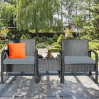 Costway 3PC Patio Rattan Furniture Set Coffee Table Conversation Sofa - See Details