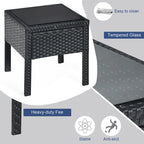Costway 3PC Patio Rattan Furniture Set Coffee Table Conversation Sofa - See Details