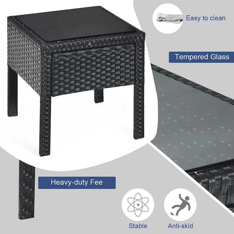 Costway 3PC Patio Rattan Furniture Set Coffee Table Conversation Sofa - See Details