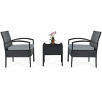 Costway 3PC Patio Rattan Furniture Set Coffee Table Conversation Sofa - See Details
