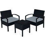Costway 3PC Patio Rattan Furniture Set Coffee Table Conversation Sofa - See Details