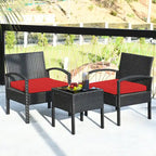 Costway 3PC Patio Rattan Furniture Set Coffee Table Conversation Sofa - See Details