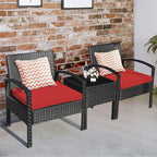 Costway 3PC Patio Rattan Furniture Set Coffee Table Conversation Sofa - See Details