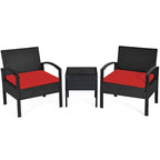 Costway 3PC Patio Rattan Furniture Set Coffee Table Conversation Sofa - See Details