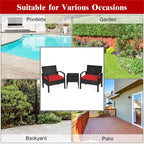 Costway 3PC Patio Rattan Furniture Set Coffee Table Conversation Sofa - See Details