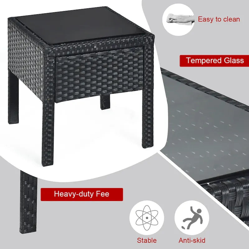 Costway 3PC Patio Rattan Furniture Set Coffee Table Conversation Sofa - See Details