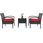 Costway 3PC Patio Rattan Furniture Set Coffee Table Conversation Sofa - See Details
