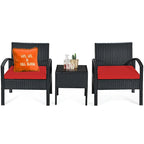 Costway 3PC Patio Rattan Furniture Set Coffee Table Conversation Sofa - See Details