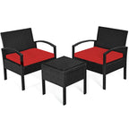 Costway 3PC Patio Rattan Furniture Set Coffee Table Conversation Sofa - See Details