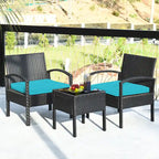 Costway 3PC Patio Rattan Furniture Set Coffee Table Conversation Sofa - See Details