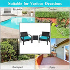 Costway 3PC Patio Rattan Furniture Set Coffee Table Conversation Sofa - See Details