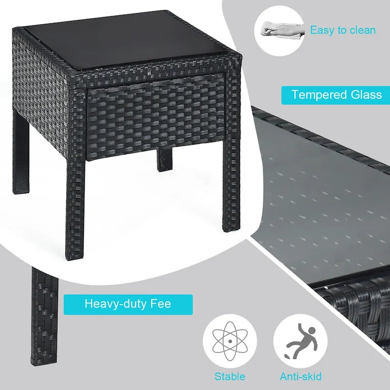 Costway 3PC Patio Rattan Furniture Set Coffee Table Conversation Sofa - See Details
