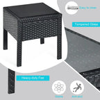 Costway 3PC Patio Rattan Furniture Set Coffee Table Conversation Sofa - See Details