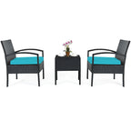 Costway 3PC Patio Rattan Furniture Set Coffee Table Conversation Sofa - See Details