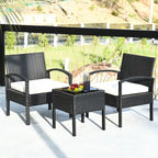 Costway 3PC Patio Rattan Furniture Set Coffee Table Conversation Sofa - See Details