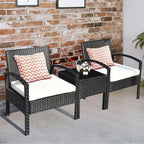 Costway 3PC Patio Rattan Furniture Set Coffee Table Conversation Sofa - See Details
