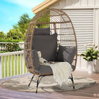 Wicker Egg Chair, Oversized Large Egg Chairs 600lbs with Cushion and Pillow