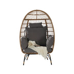 Wicker Egg Chair, Oversized Large Egg Chairs 600lbs with Cushion and Pillow