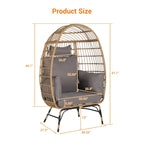 Wicker Egg Chair, Oversized Large Egg Chairs 600lbs with Cushion and Pillow