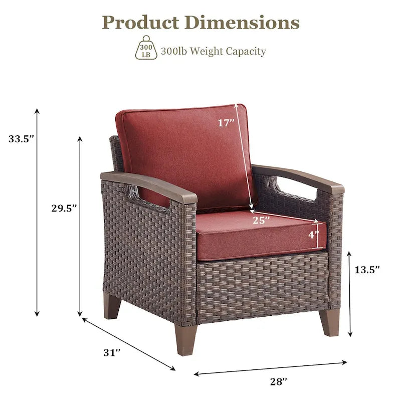 High Back Outdoor Patio Chairs Red Cushion
