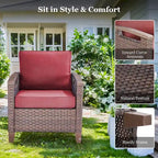 High Back Outdoor Patio Chairs Red Cushion