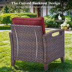 High Back Outdoor Patio Chairs Red Cushion