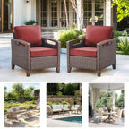 High Back Outdoor Patio Chairs Red Cushion