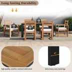 7 Piece Patio Table and Chairs Set, Wood Dining Table Set for 6 with Umbrella Hole, 2 Armchairs & 4 Side Chairs