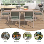 7-Piece Outdoor Patio Acacia Wood Dining Set with Rectangular Table and 6 Rattan Backrest Cushioned Chairs