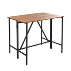 5-Piece Outdoor Patio Counter Height Foldable Dining Set with 4 Cushioned Stools, Acacia Wood Foldable Table