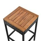 5-Piece Outdoor Patio Counter Height Foldable Dining Set with 4 Cushioned Stools, Acacia Wood Foldable Table