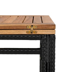 5-Piece Outdoor Patio Counter Height Foldable Dining Set with 4 Cushioned Stools, Acacia Wood Foldable Table