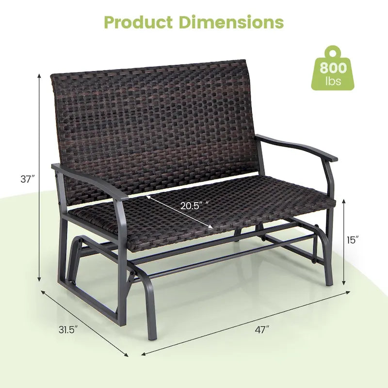 Costway 2-Person Outdoor Swing Glider Bench with Quick Dry Foam Seat & - See Details