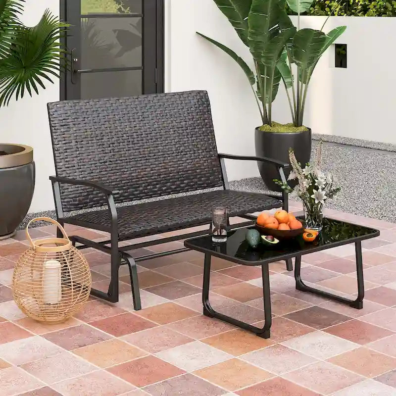 Costway 2-Person Outdoor Swing Glider Bench with Quick Dry Foam Seat & - See Details