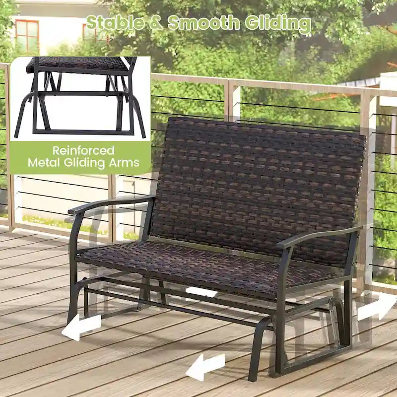 Costway 2-Person Outdoor Swing Glider Bench with Quick Dry Foam Seat & - See Details