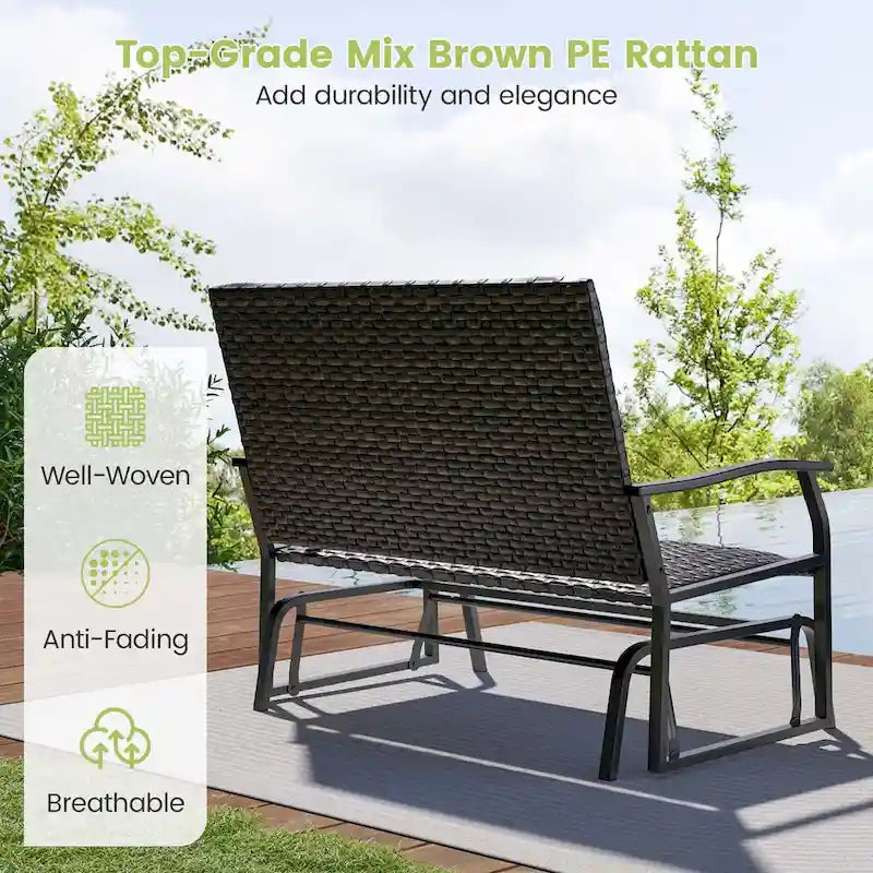 Costway 2-Person Outdoor Swing Glider Bench with Quick Dry Foam Seat & - See Details