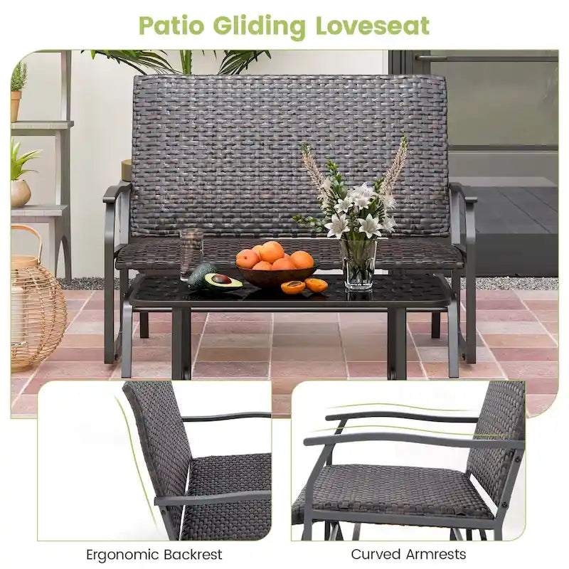 Costway 2-Person Outdoor Swing Glider Bench with Quick Dry Foam Seat & - See Details