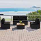 Costway 5 Piece Outdoor Furniture Set with Seat & Back Cushions Acacia - See Details