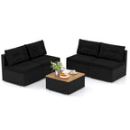 Costway 5 Piece Outdoor Furniture Set with Seat & Back Cushions Acacia - See Details