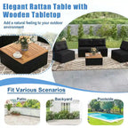 Costway 5 Piece Outdoor Furniture Set with Seat & Back Cushions Acacia - See Details