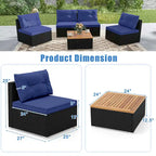 Costway 5 Piece Outdoor Furniture Set with Seat & Back Cushions Acacia - See Details