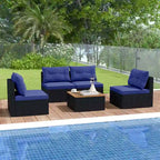Costway 5 Piece Outdoor Furniture Set with Seat & Back Cushions Acacia - See Details