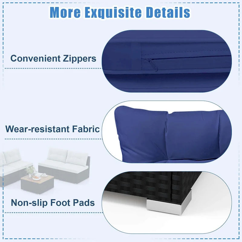 Costway 5 Piece Outdoor Furniture Set with Seat & Back Cushions Acacia - See Details