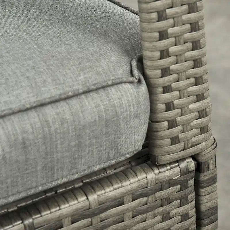 Outdoor Rattan Rocking Chair Patio Recliner with Soft Cushions, Adjustable Footrest, Max. 135 Degree Backrest, PE Wicker