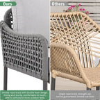 6 Pcs Piece Rope Furniture Set, Outdoor L-Shaped Sectional Sofa Set, Wood Table with Ice Box, Lounge Chair and Rope Bench