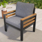 4 Pcs Outdoor Sectional Sofa Set, All-Weather Patio Conversation Furniture Set with Cushion and Solid Wood Coffee Table