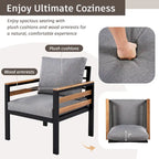 4 Pcs Outdoor Sectional Sofa Set, All-Weather Patio Conversation Furniture Set with Cushion and Solid Wood Coffee Table